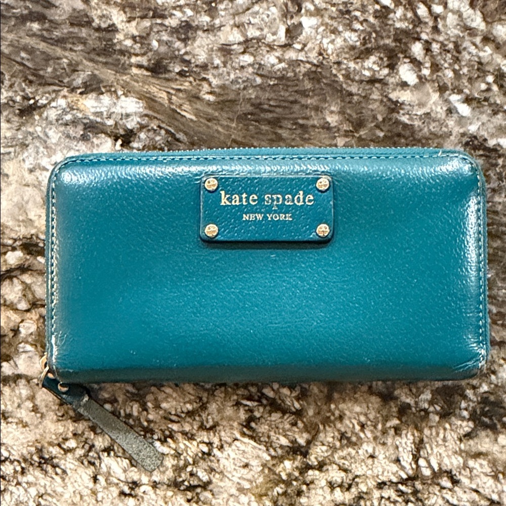 Kate Spade Turquoise Leather Zip Wallet